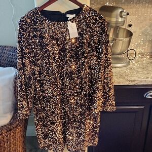 H&M NWT Gold Sequin Party Dress SZ XXL